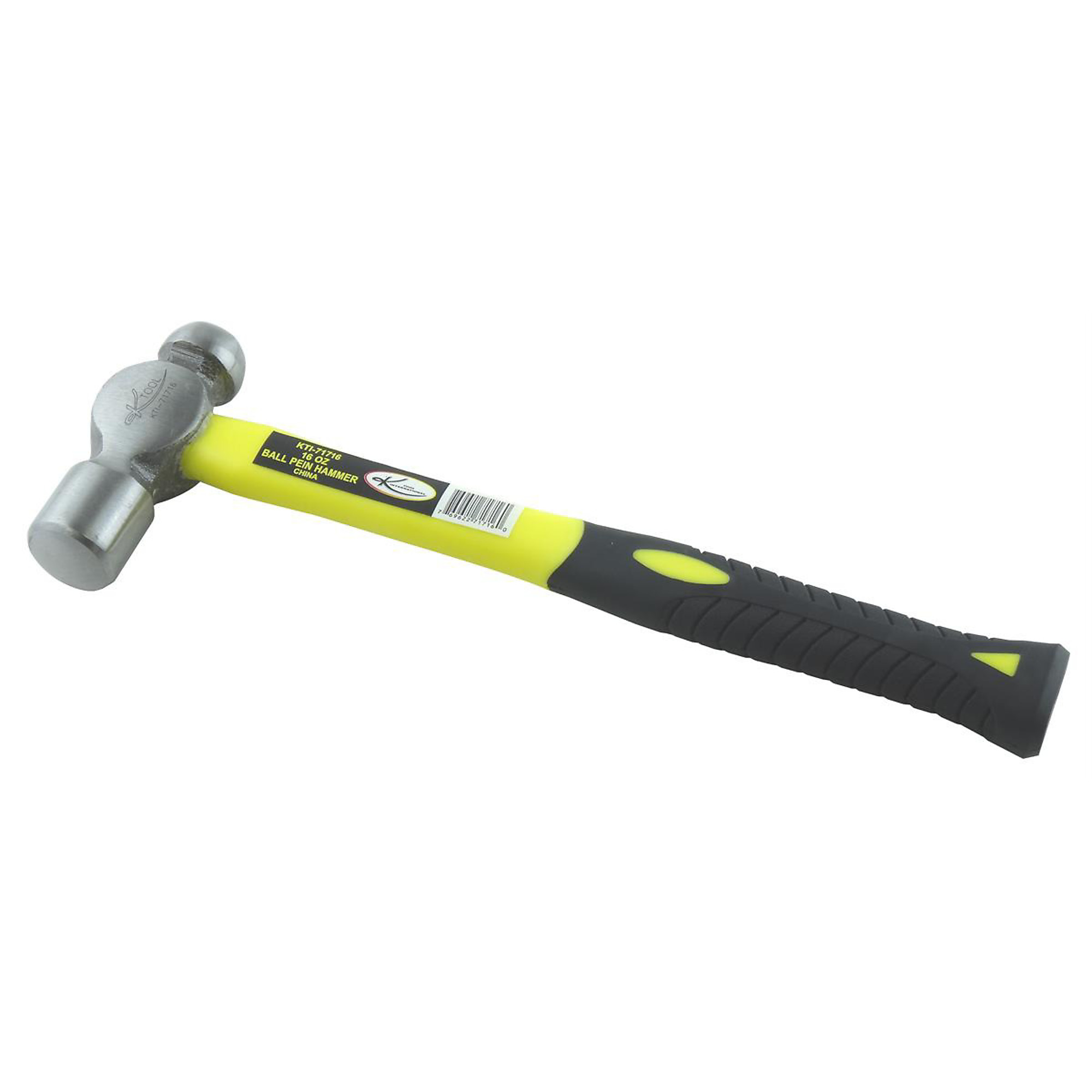 K Tool International Ball Peen Hammer — 16 Oz., Fiberglass Handle, Non-Slip Grip, Model# KTI71716